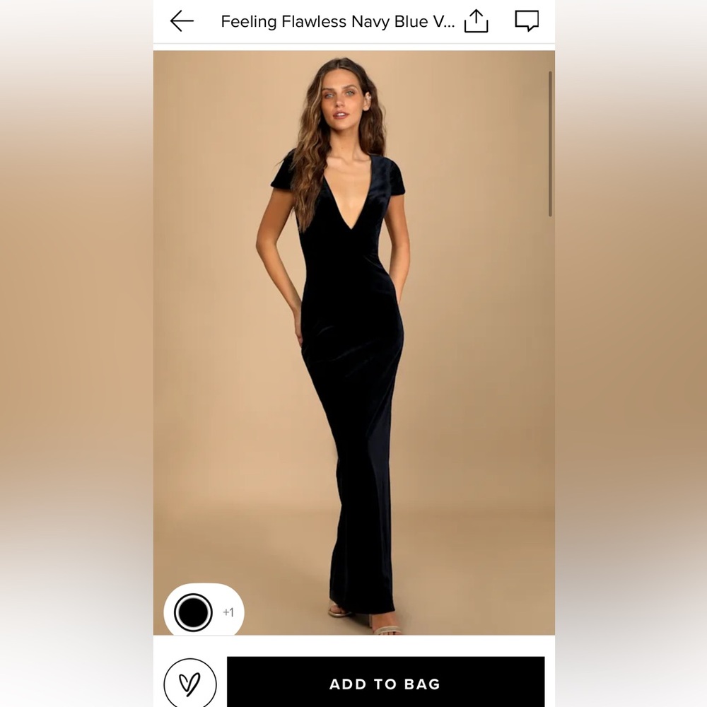 Lulus Feeling Flawless Navy Blue Velvet V-neck Maxi Dress - Size M
